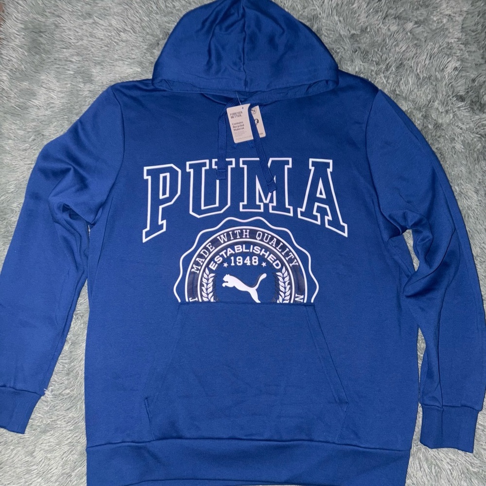 Puma Blue Sweatshirt Athletic Hoodie